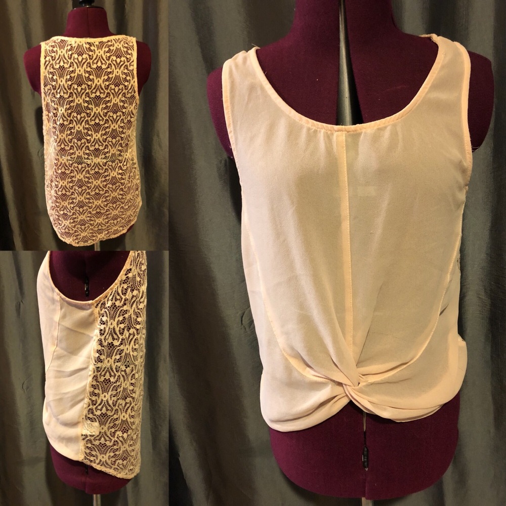 Lush Brand Chiffon and Lace Cropped Top